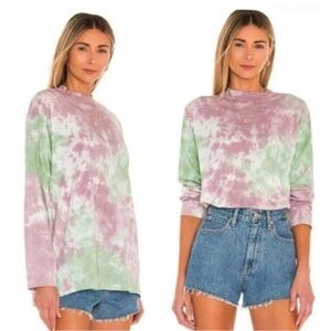 We The Free People Tie-Dye Mock Neck Tunic Top | Oversized | Purple Green | S